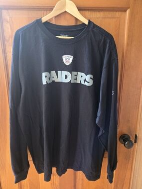 XXL Reebok Black Raiders Long Sleeve Tee with Gray Logo